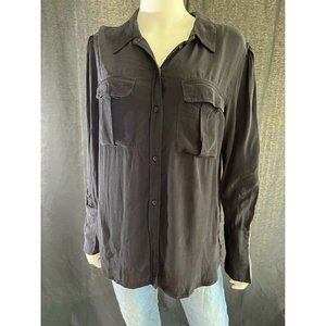Something Navy Women's Shirt Casual Black Long Sleeves Button-Up Size M